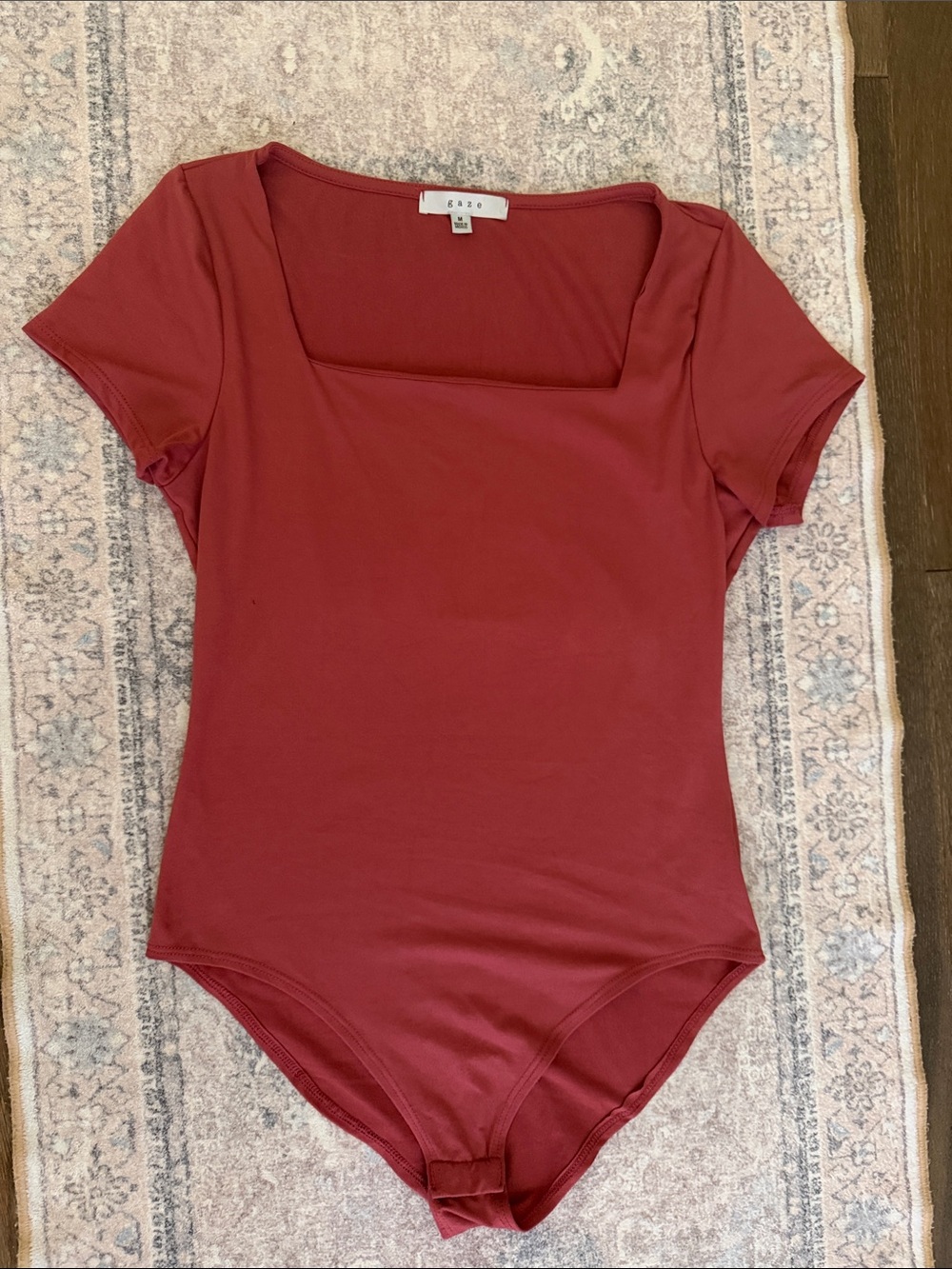 gaze Square-Neck Short-Sleeve Tshirt Bodysuit